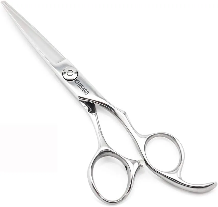 5.5" Barber Hair scissors Professional Hair Cutting Shears 440C Hair Cutting Scissors Barber Shears Haircut Scissors Silvery Convex Blades KINSARO