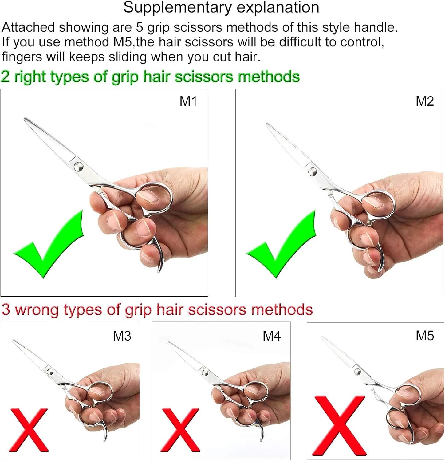 5.5" Barber Hair scissors Professional Hair Cutting Shears 440C Hair Cutting Scissors Barber Shears Haircut Scissors Silvery Convex Blades KINSARO