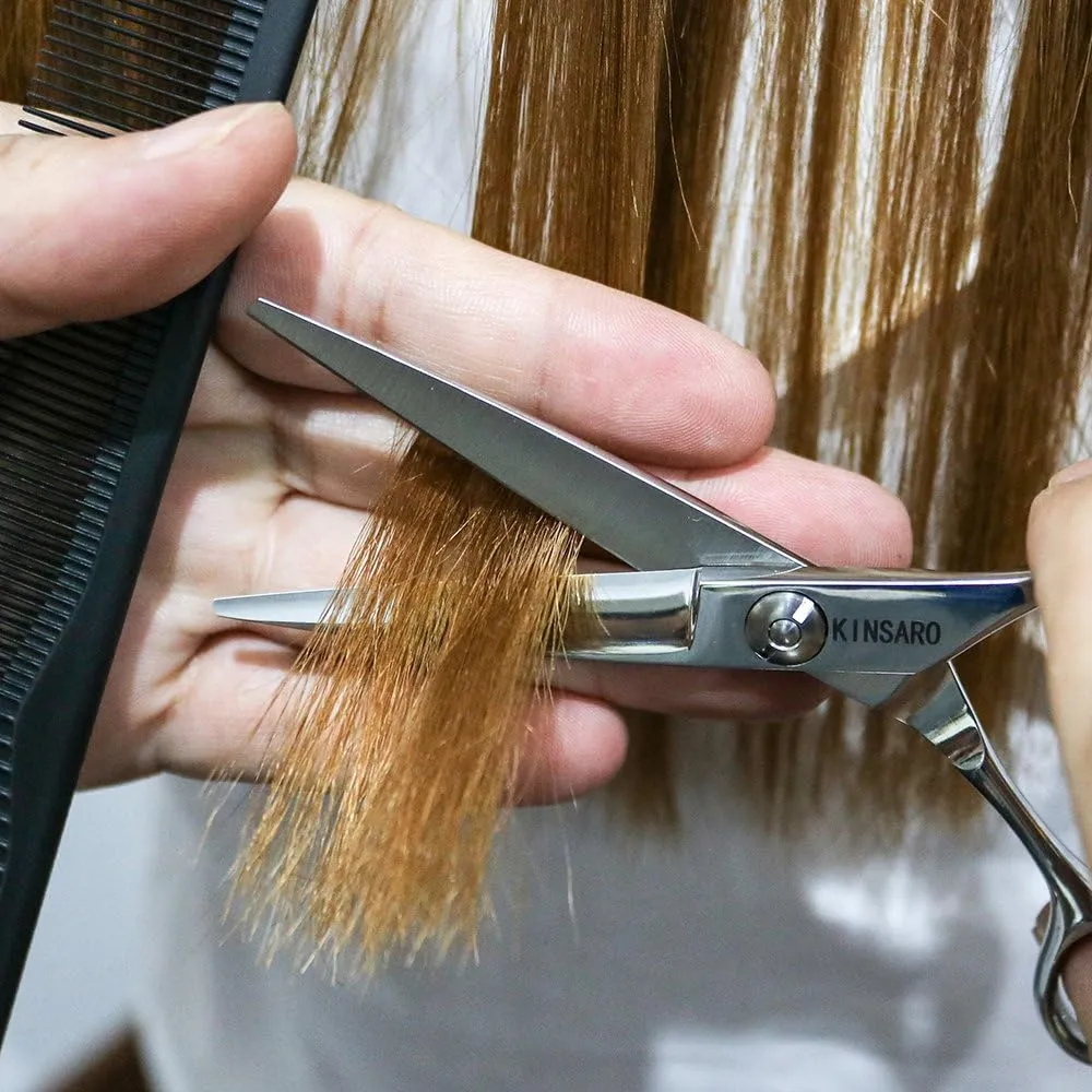 5.5" Barber Hair scissors Professional Hair Cutting Shears 440C Hair Cutting Scissors Barber Shears Haircut Scissors Silvery Convex Blades KINSARO