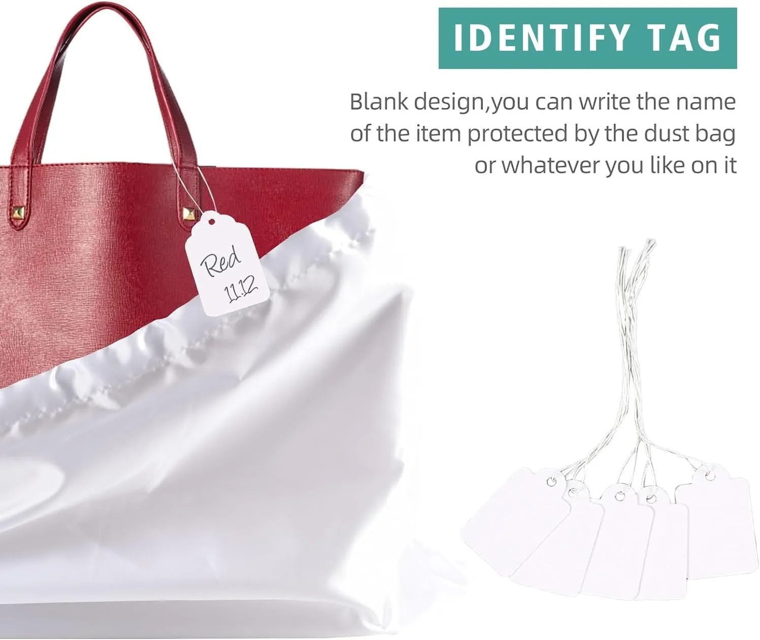 6 Pack Dust Bags for Handbags, Shoe Dust Bags for Purses, Silk Cotton Purse Cover Storage Bag(White, M-19.6 × 15.7 in)
