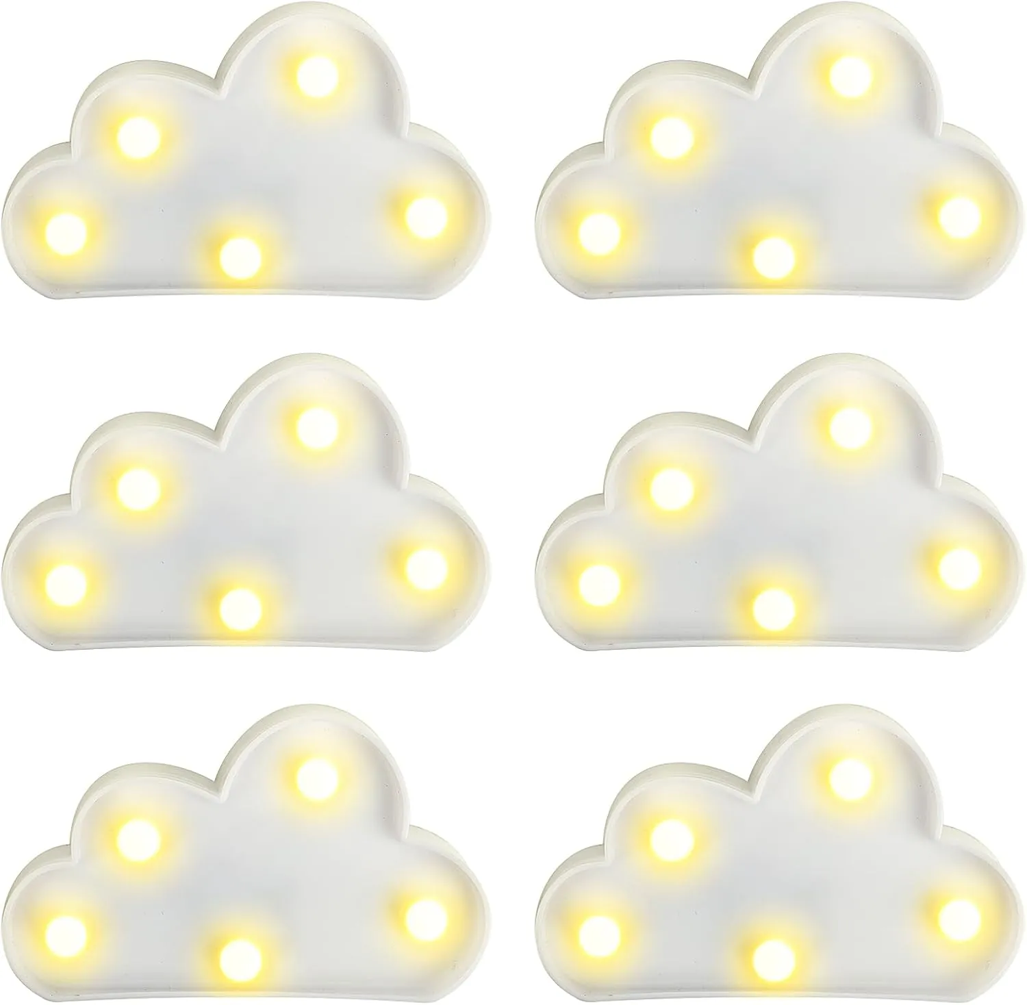 6 Pcs LED Cloud Night Light Can Be Hung On The Wall Kids Room Light, Suitable for Birthday Party Holiday Decoration Baby Room Nursery Decoration