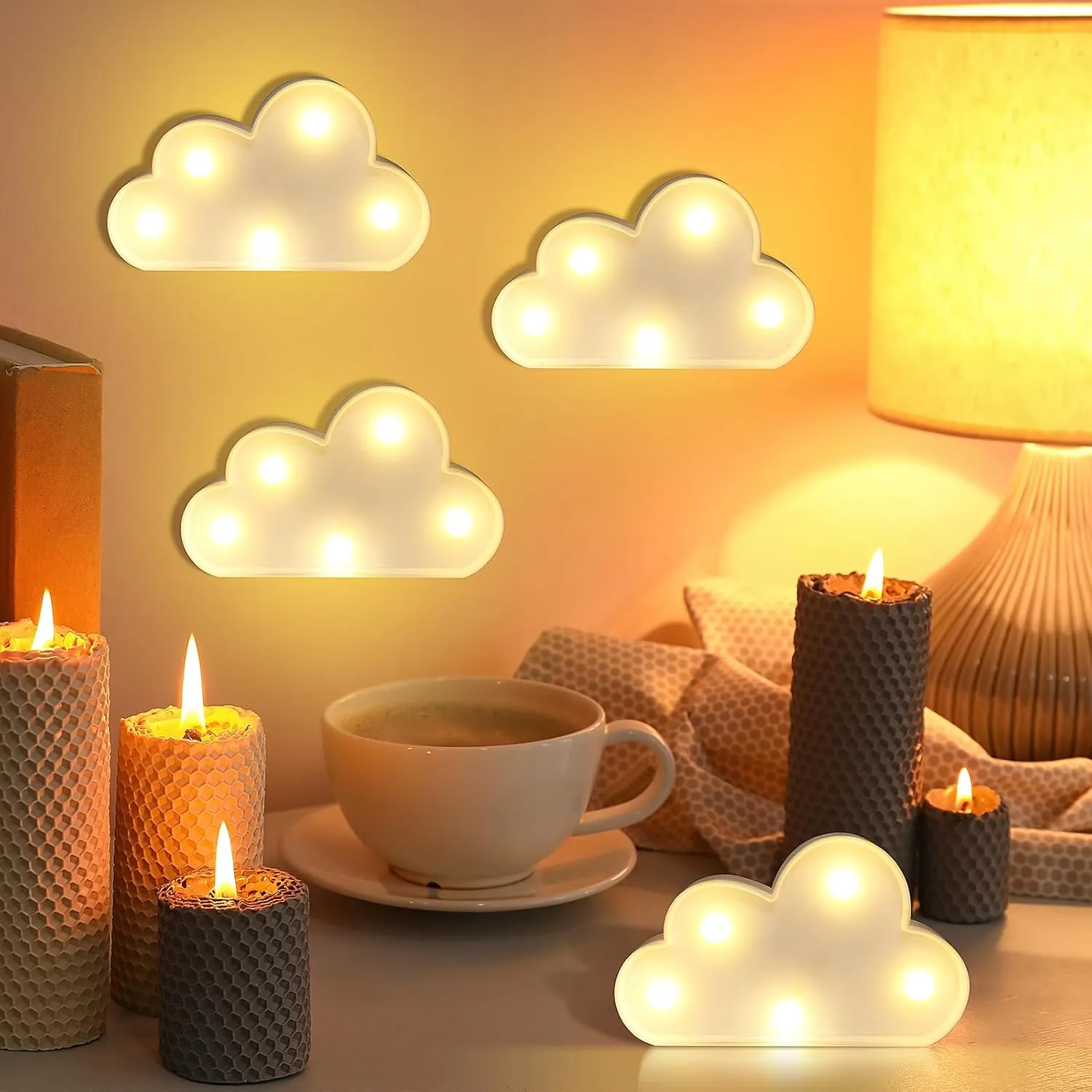6 Pcs LED Cloud Night Light Can Be Hung On The Wall Kids Room Light, Suitable for Birthday Party Holiday Decoration Baby Room Nursery Decoration