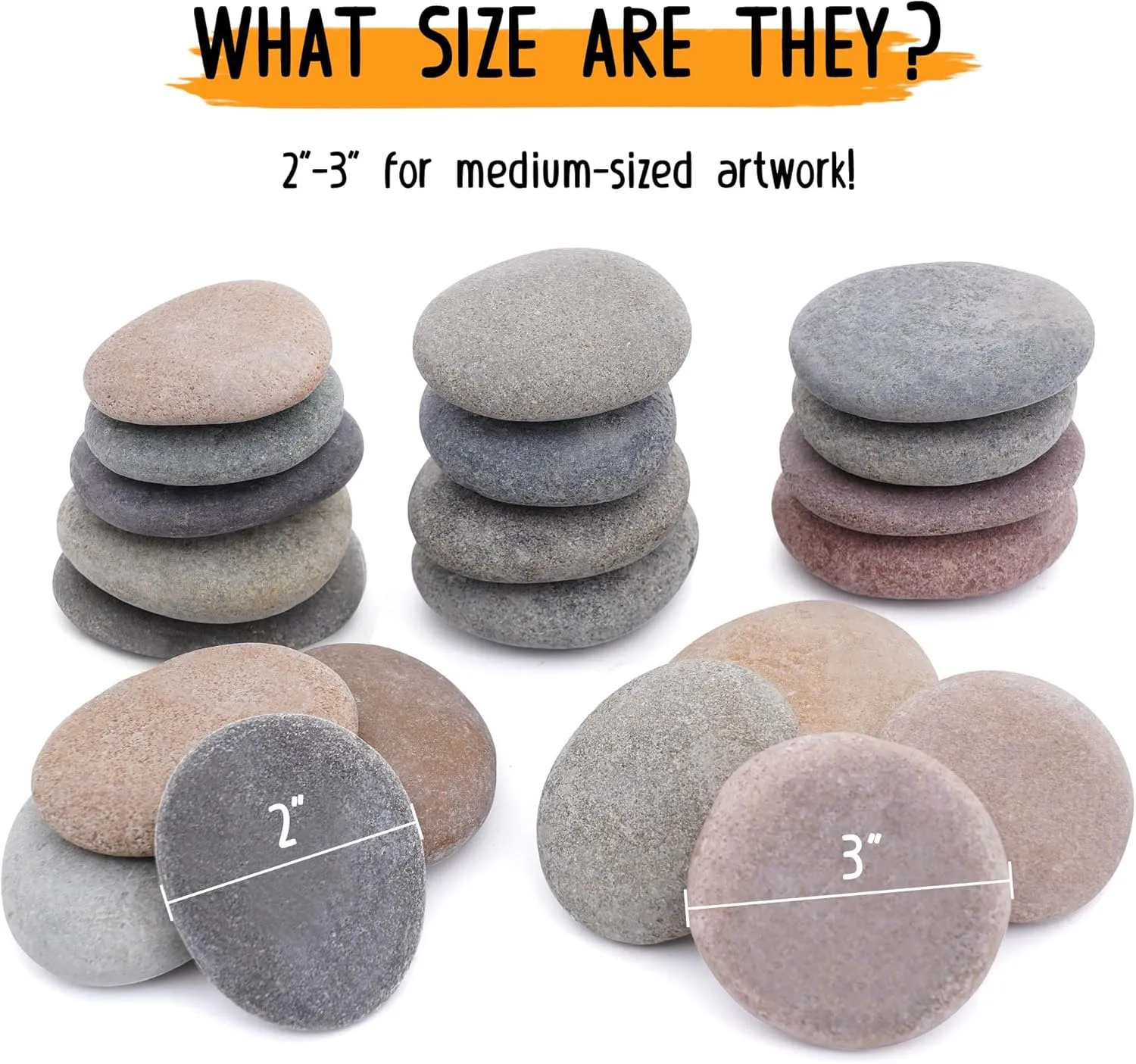 60 Large 2.05-3.15" Flat Rocks for Painting, Smooth River Rocks Painting Supplies for Kindness Stones, Arts and Crafts, Decoration