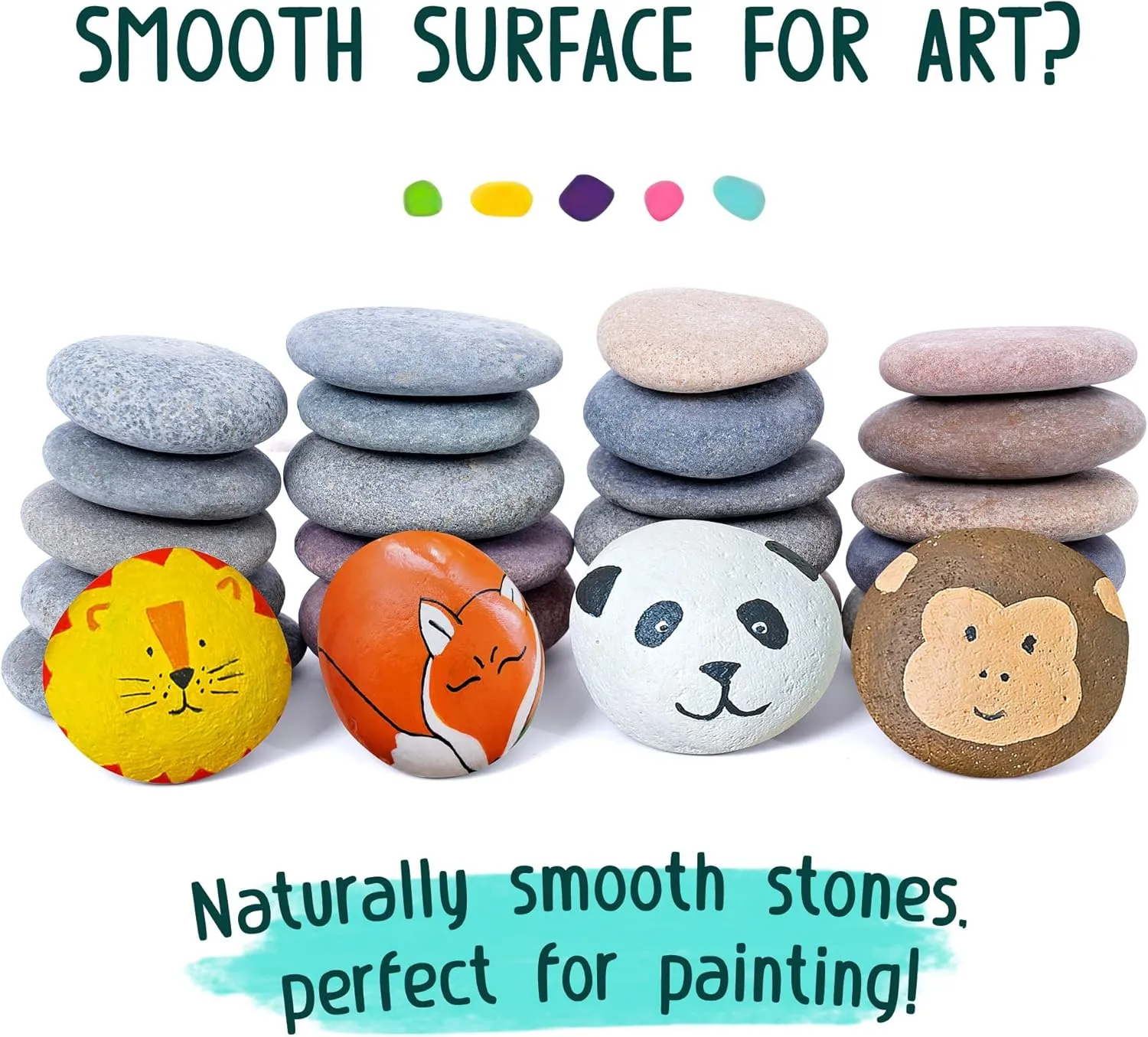 60 Large 2.05-3.15" Flat Rocks for Painting, Smooth River Rocks Painting Supplies for Kindness Stones, Arts and Crafts, Decoration
