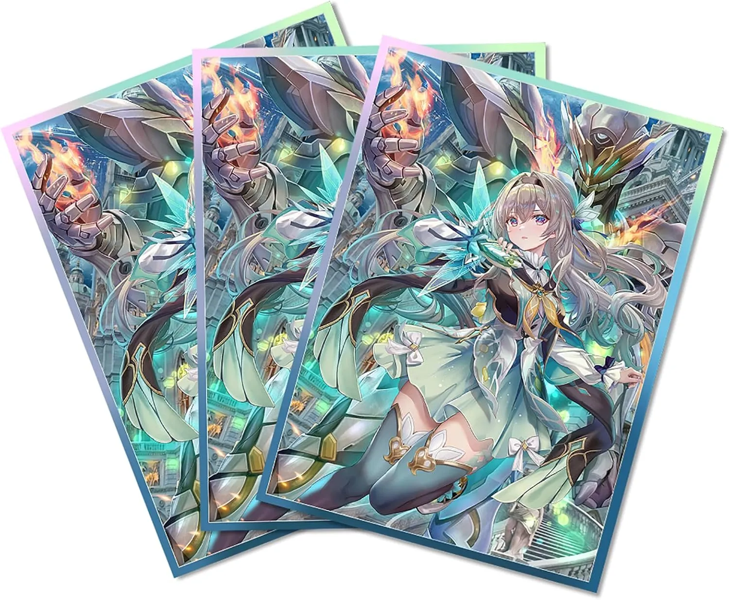 60 PCS Foil Anime Card Sleeves for MTG/PTCG, TCG Card Sleeves Compatible with Standard Size Board Game Trading Cards 67 X 92mm