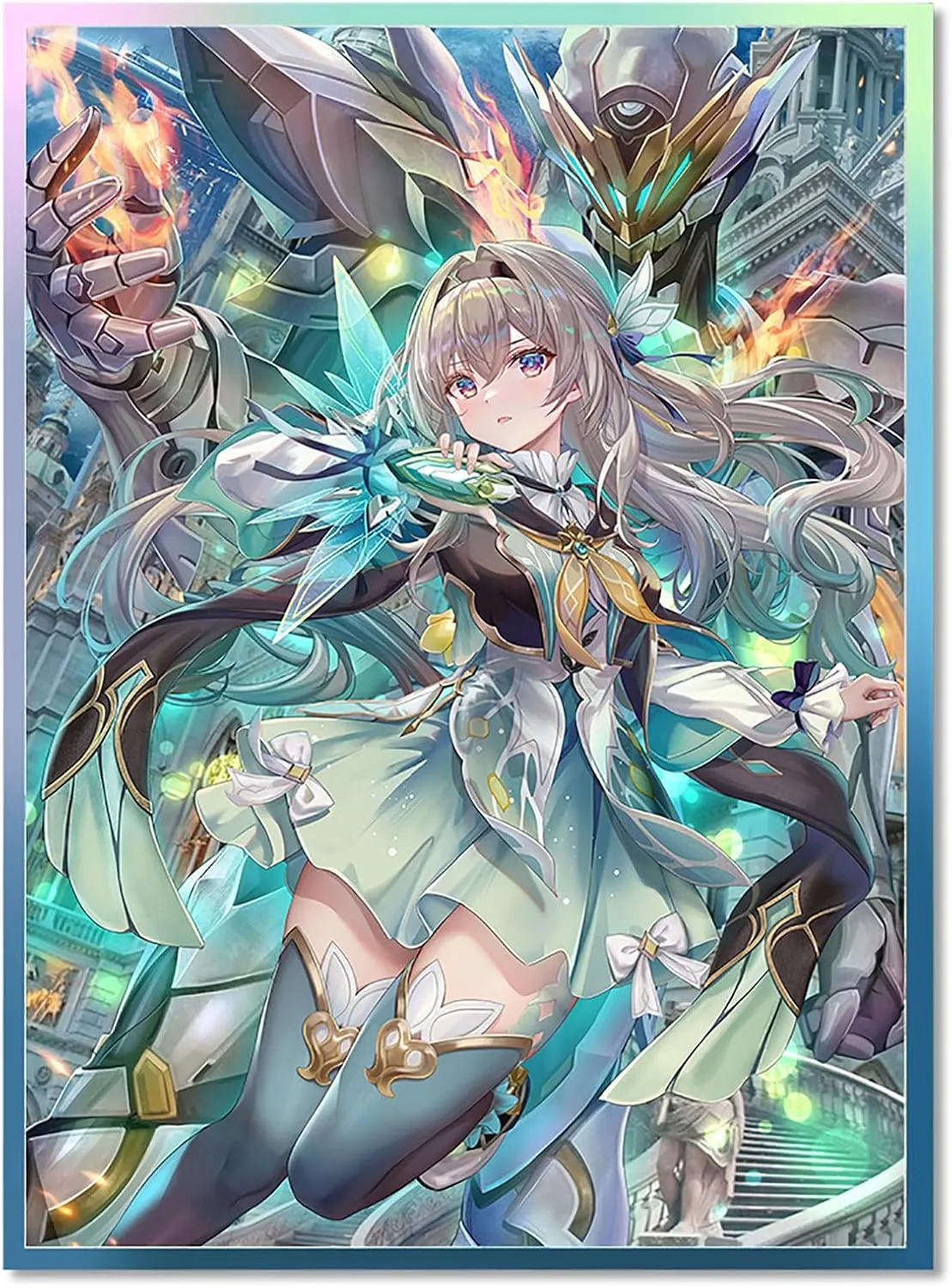 60 PCS Foil Anime Card Sleeves for MTG/PTCG, TCG Card Sleeves Compatible with Standard Size Board Game Trading Cards 67 X 92mm