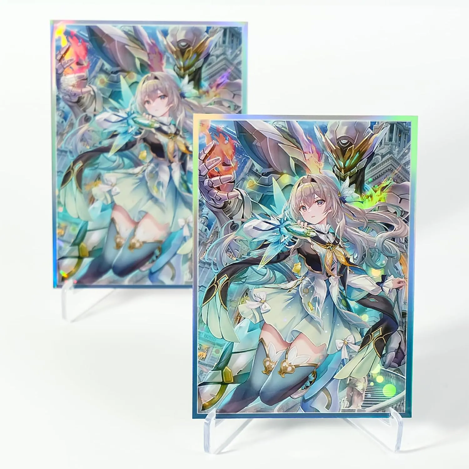 60 PCS Foil Anime Card Sleeves for MTG/PTCG, TCG Card Sleeves Compatible with Standard Size Board Game Trading Cards 67 X 92mm