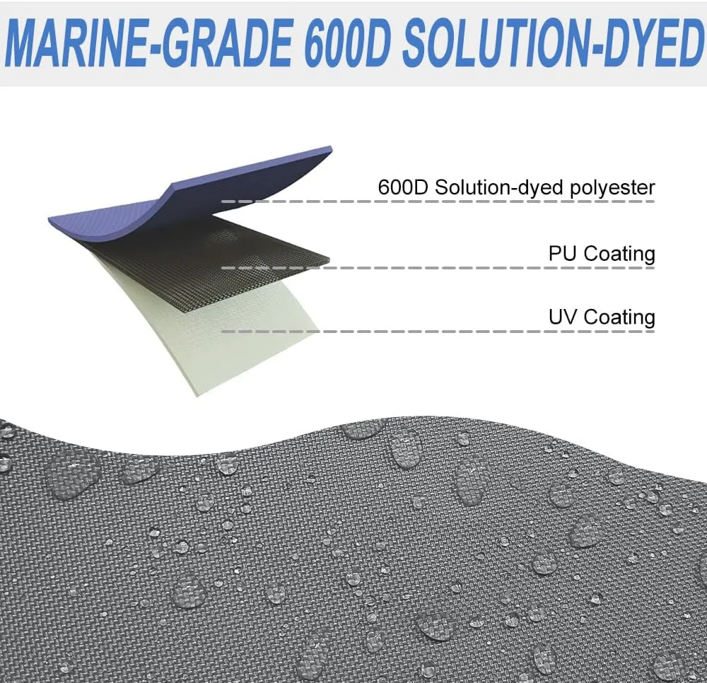 600D Fade and Crack Resistant Trailerable Full Outboard Motor Cover,Waterproof and UV-Proof Boat Motor Cover,Boat Engine Cover with Reflective Strips and Adjustable Strap Gray(Fits 40-50 HP)