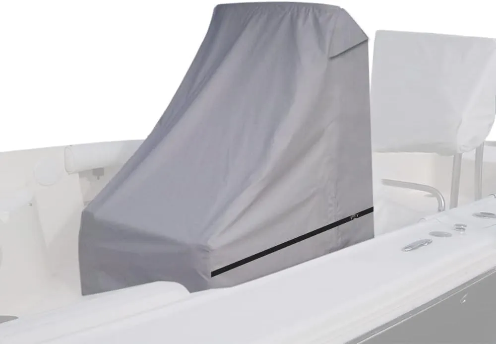 600D Fade and Tear Resistant Boat Center Console Cover,Heavy-Duty Waterproof and UV Protection Trailerable Boat Console Cover with Windproof Strap, Gray (Large Size up to 24"L X 36"W X 42"H)