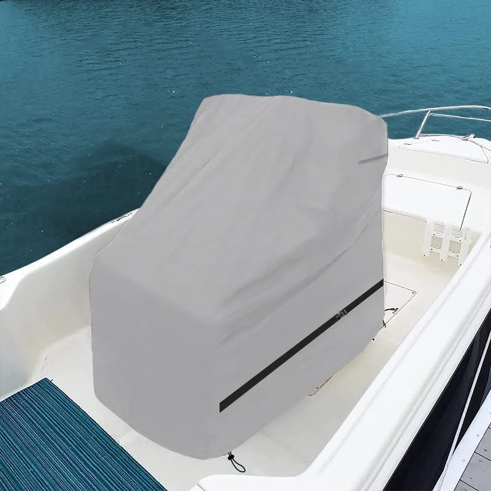 600D Fade and Tear Resistant Boat Center Console Cover,Heavy-Duty Waterproof and UV Protection Trailerable Boat Console Cover with Windproof Strap, Gray (Large Size up to 24"L X 36"W X 42"H)