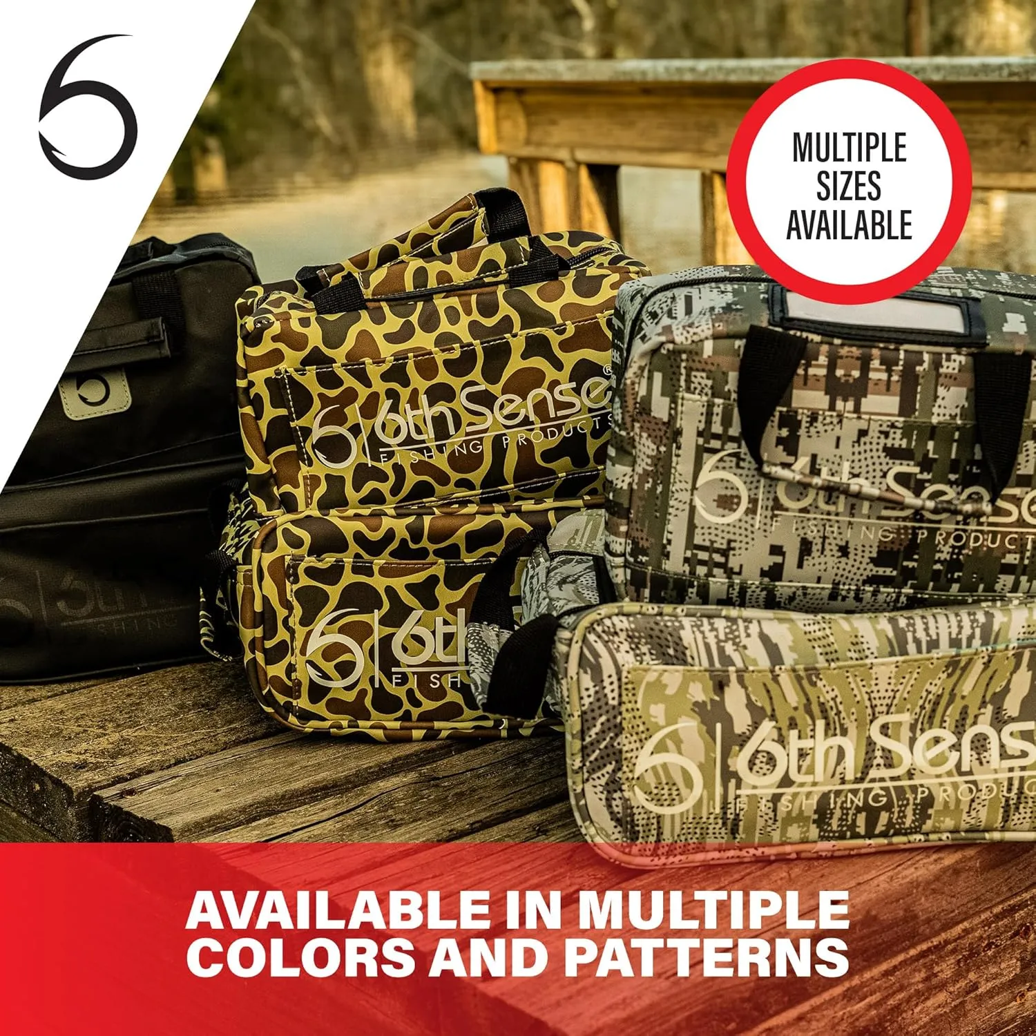 6th Sense Fishing Large Bait Bag – Durable Soft-Sided Storage for Soft Plastics (Maple Camo - Green)