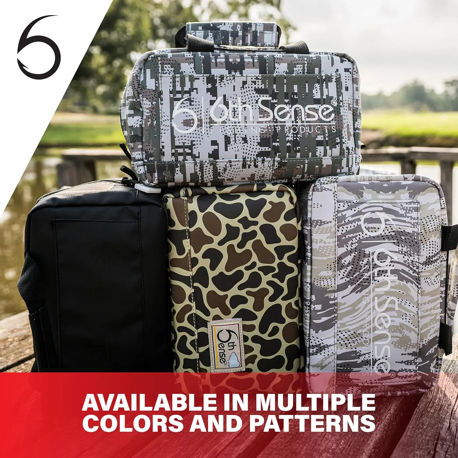 6th Sense Fishing Small Bait Bag – Durable Soft-Sided Storage for Soft Plastics (Woodland Camo - Brown)