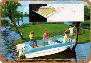 7 x 10 METAL SIGN - 1960 Glastron Pleasure Boats - Vintage Rusty Look