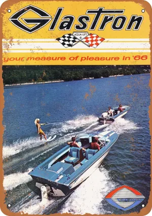 7 x 10 METAL SIGN - 1966 Glastron Boats - Vintage Rusty Look