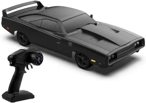 70km/h Adult RC Drift Car Brushless 2.4G Full Proportional American Retro Flat Sports Car 1/10 ESP Gyroscope RC Vehicle Hobby Grade Racing Car (with LED Linkage Lights) (Black)
