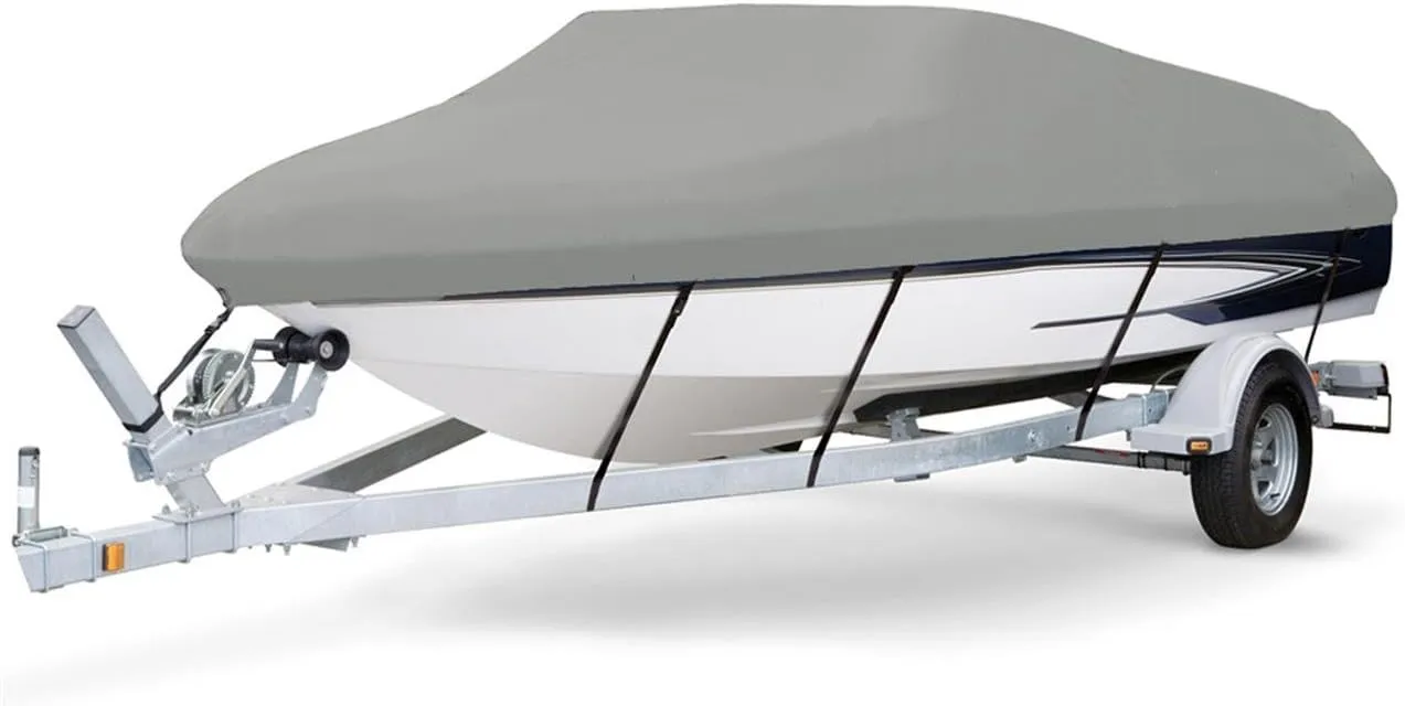 7.6 oz Solution Dyed Polyester Grey, Styled to FIT Boat Cover Compatible for STACER 569 Easy Rider 2008