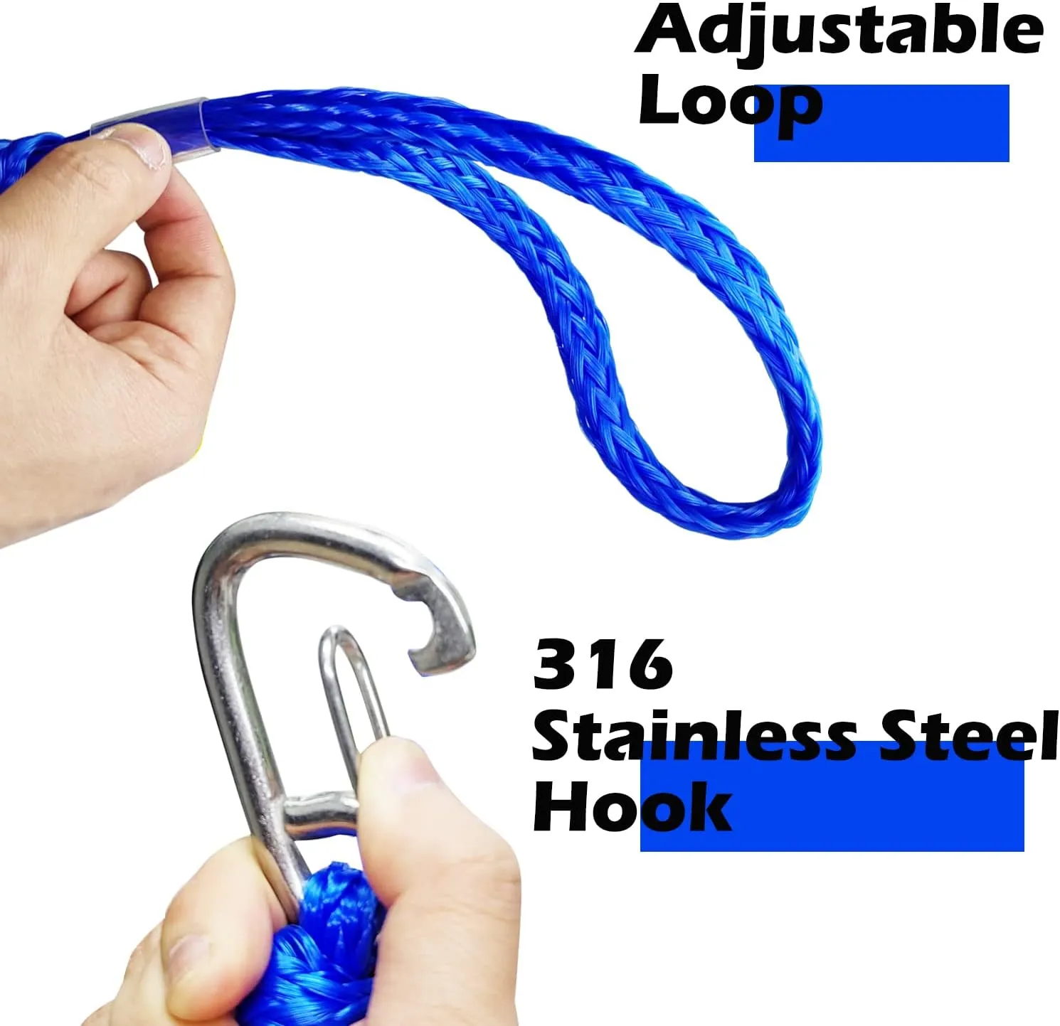 7ft Anchor Bungee Dock Lines for Boats – Single Hook Dock Rope – Ideal for Jet Ski, Pontoon, Kayak & Marine Use (Blue, 1 Pack)