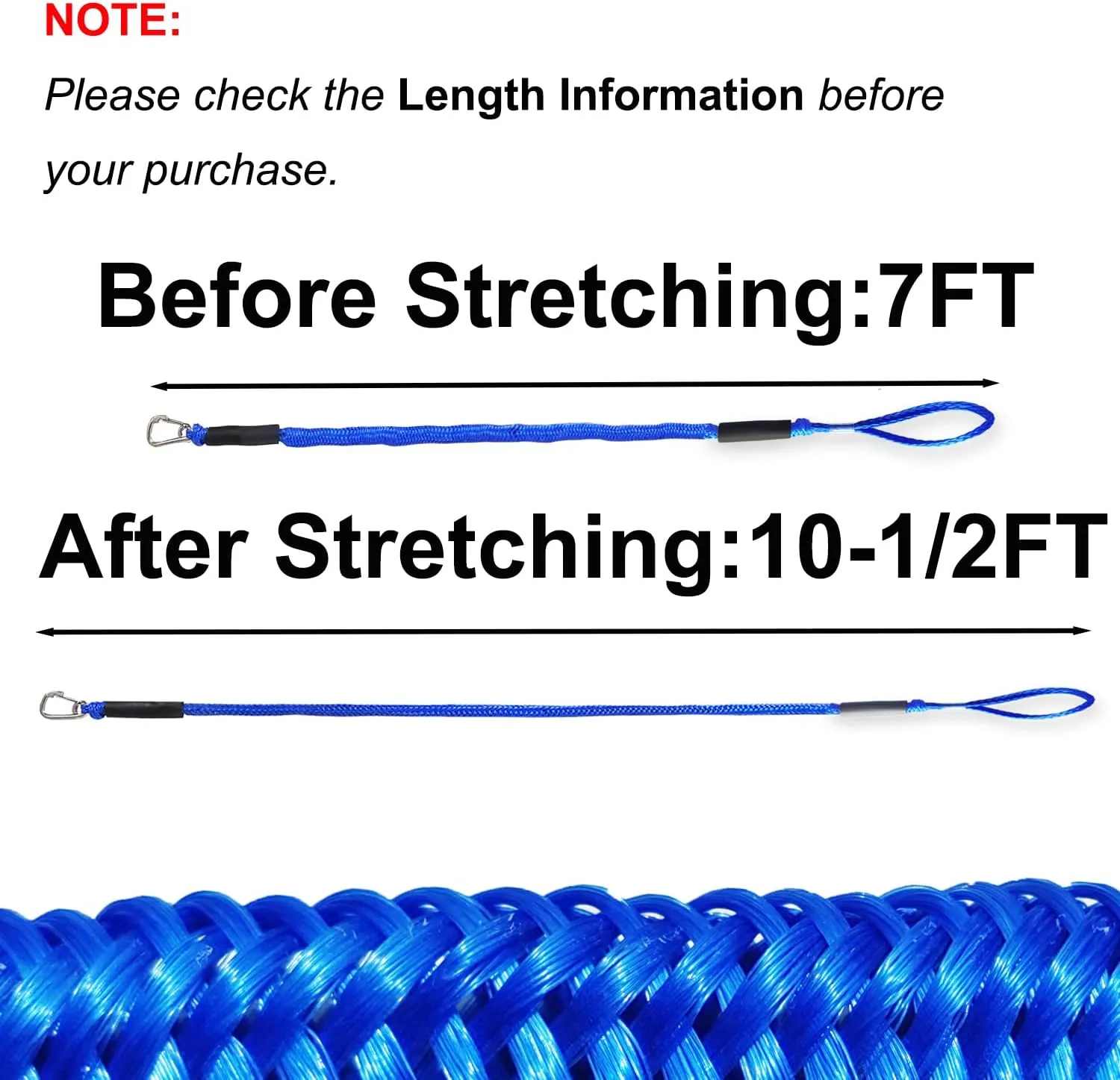 7ft Anchor Bungee Dock Lines for Boats – Single Hook Dock Rope – Ideal for Jet Ski, Pontoon, Kayak & Marine Use (Blue, 1 Pack)