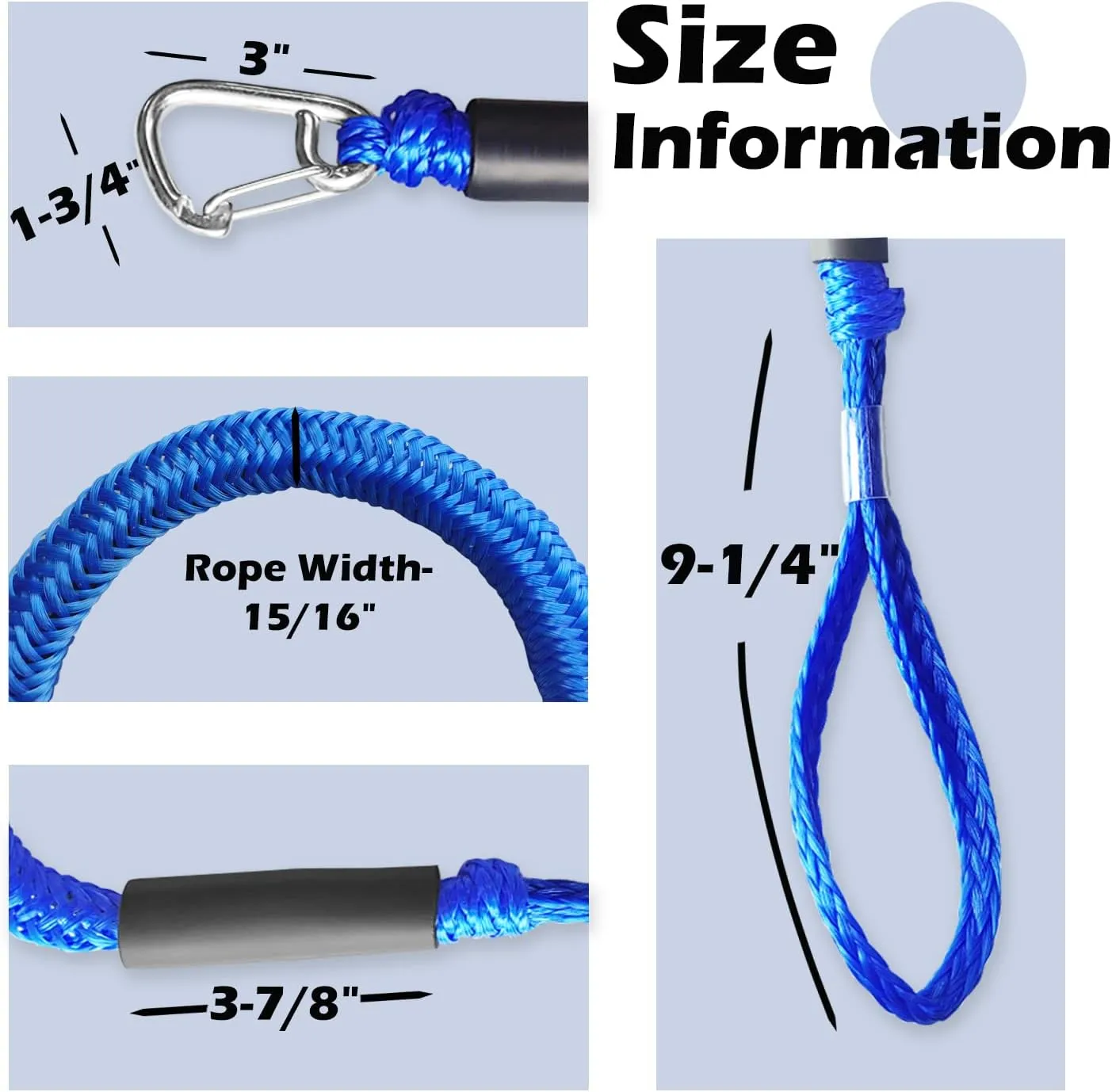 7ft Anchor Bungee Dock Lines for Boats – Single Hook Dock Rope – Ideal for Jet Ski, Pontoon, Kayak & Marine Use (Blue, 1 Pack)