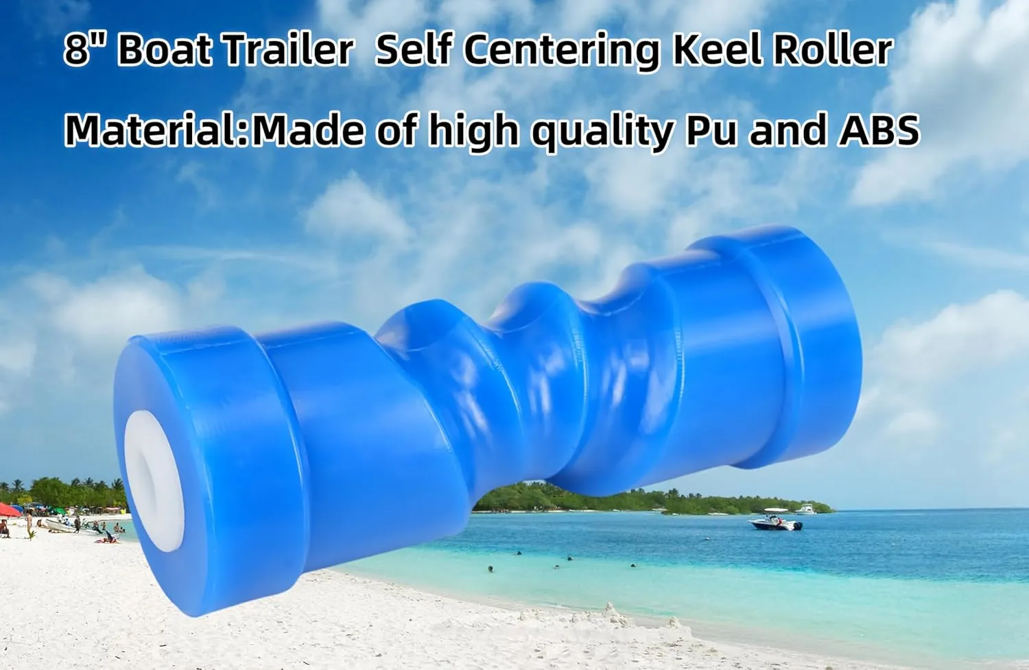 8" 12" Self Centering Boat Trailer Keel Roller, Fits 5/8" Shaft, Polyurethane, Durable and Corrosion Resistant, for Freshwater and Saltwater Use