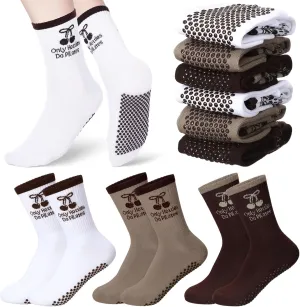 9 Pairs Coquette Bow Pilates Socks with Grips for Women Cute Yoga Barre Ballet Barefoot Workout Gym Athletic Socks