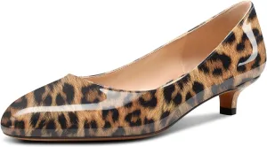 Aachcol Women Round Toe Pumps Kitten Low Heel Slip-on Dress Shoes Office 1.5 Inch
