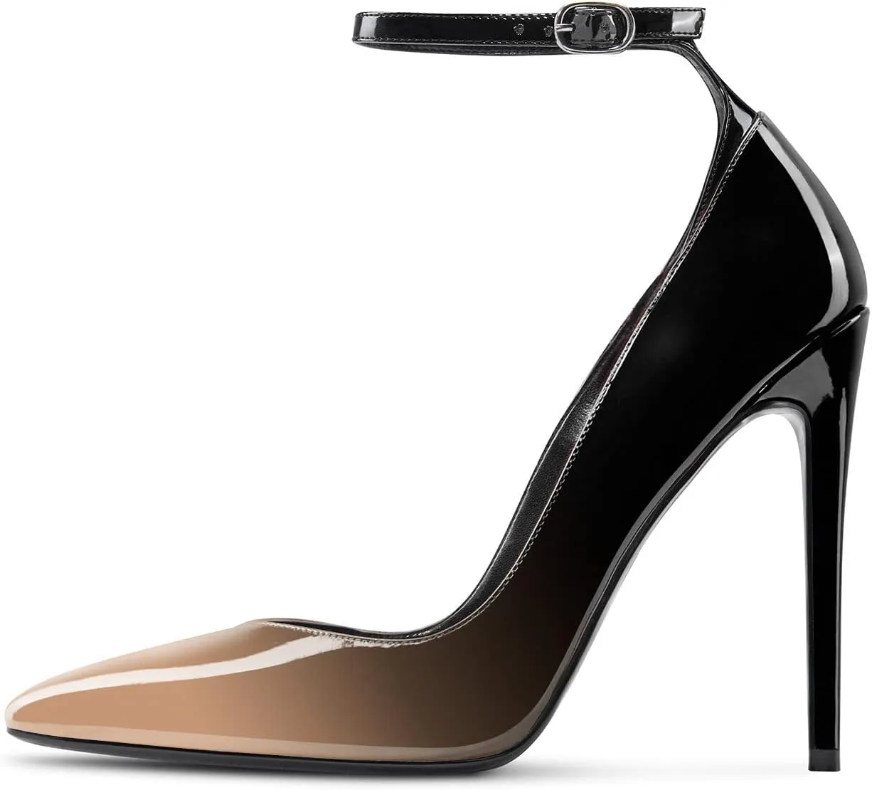 Aachcol Women Stiletto High Heel Pumps Slip-on Pointed Toe Ankle Strap Dress Shoes 5 Inch