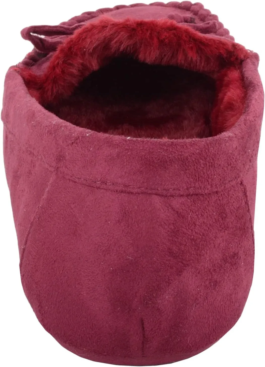 ABSOLUTE FOOTWEAR Womens Soft Bow Design Slip On Faux Fur Lined Moccasin Slippers