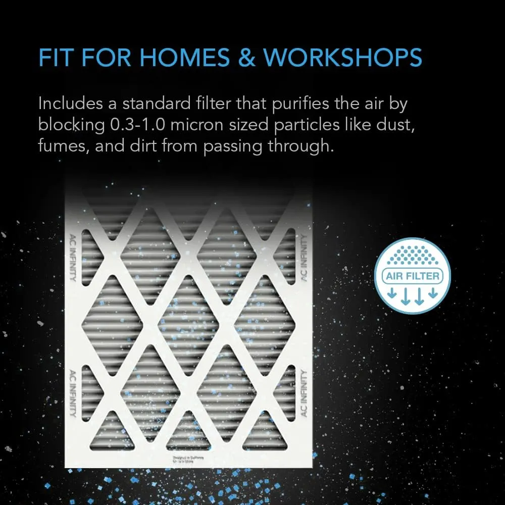 AC Infinity Inline Filter Box 6" with High Efficacy Filter, Whole House HVAC Filtration Kit, Fits 6-Inch Inline Duct Fans for Fresh Air Intake and Ventilation