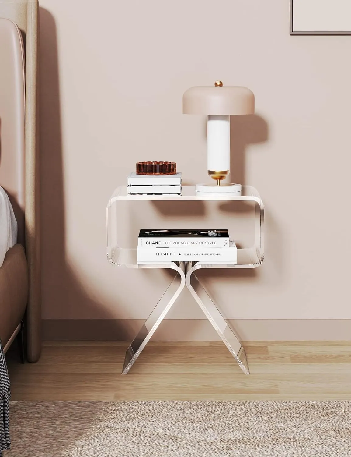 Acrylic Nightstand Side Table Modern Design Clear Home Decor Display End Table for Living Room (Clear)