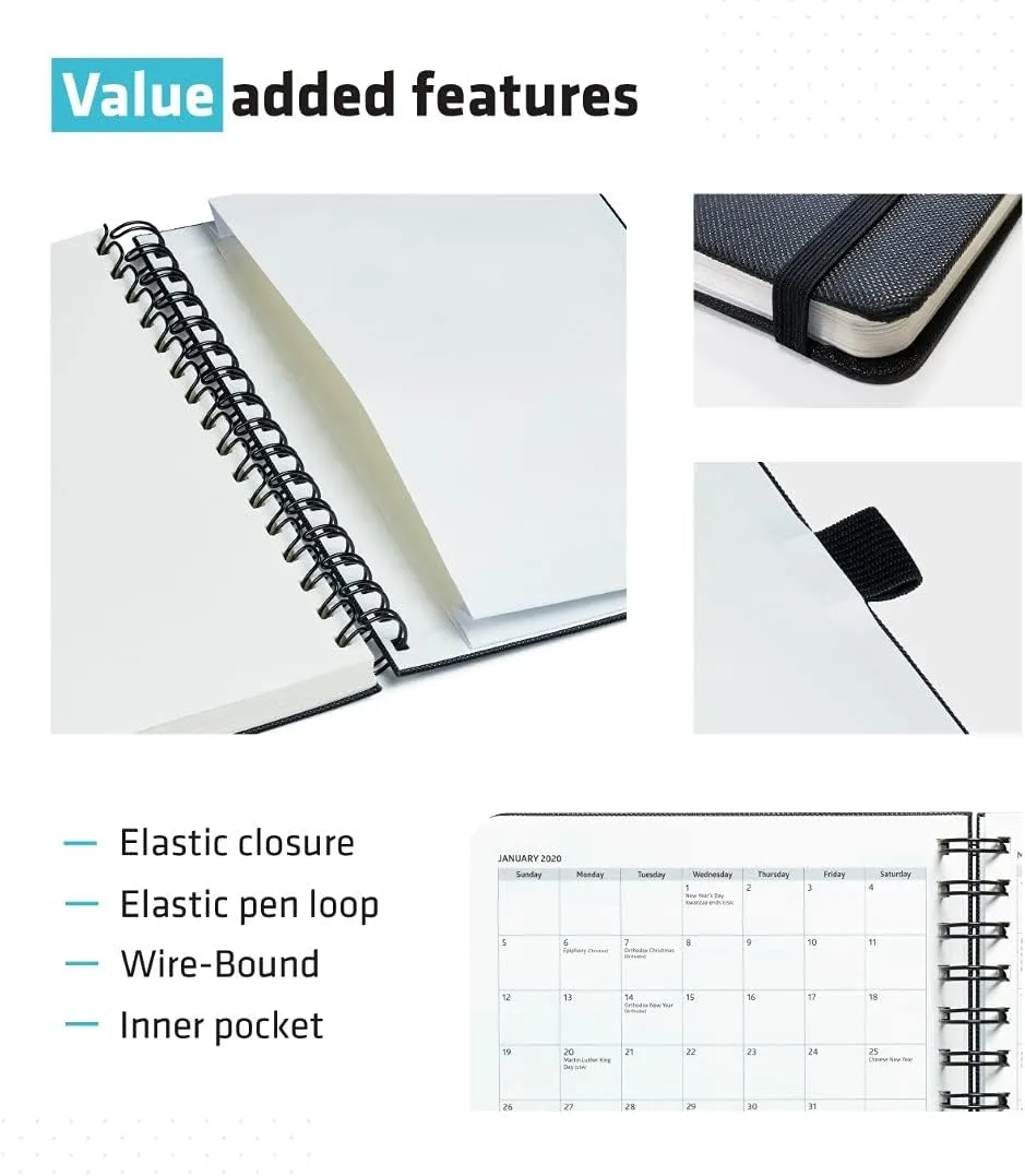 Action Day 2022 DATED PLANNER WEEKLY Monthly Diary Calendar, Highly-rated Bias for Action Layout Design & You Get More Done Faster - Features Pen loop, Bookmarks, Notetaking, Pocket - Size 6x8