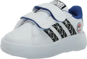 adidas Baby Grand Court Spider-Man_Legacy Sneaker, White/Black/Team Royal Blue (Cross Strap), 5 US Unisex Infant