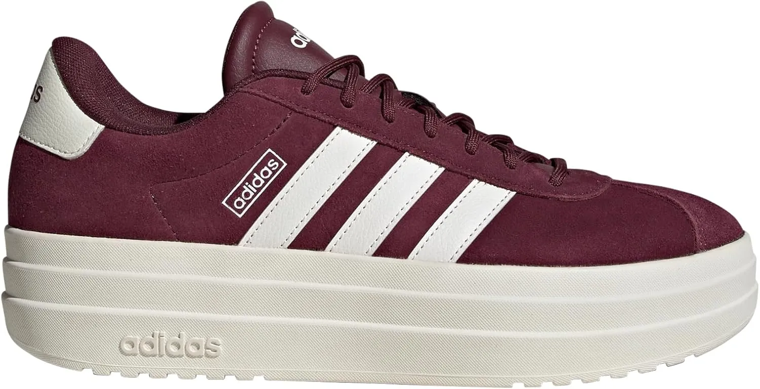 adidas Women's VL Court Sneaker, Maroon/White/Off-White, 9.5