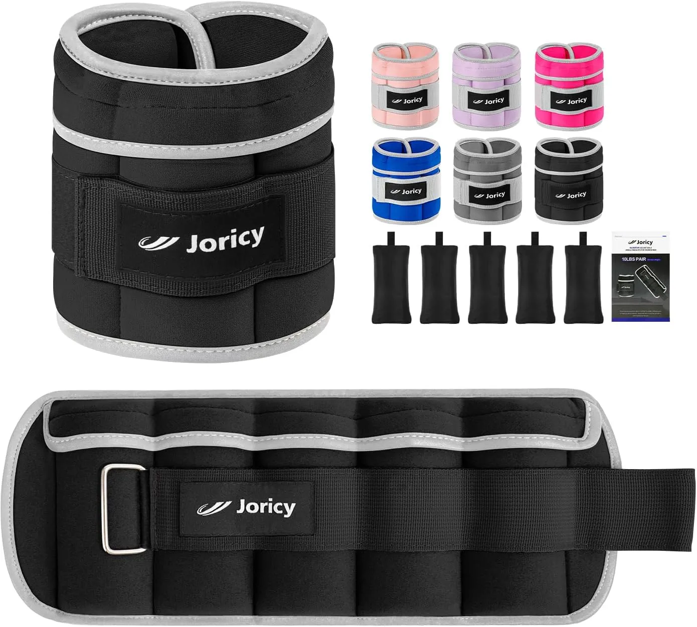 Adjustable Ankle Weights for Women Men 1 Pair 2 4 6 8 10 LBS Leg Weights Hand Arm Wrist Weights with Removable Weight, 1-5 LB Each Ankle Strength Training Weight for Physical Therapy Gym Fitness Walking Running