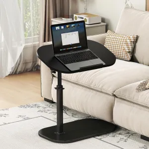 Adjustable Height C Shaped End Table,19.6 Inch Desk Top-360° Swivel TV Tray,with Detachable Baffle,90° Tiltable Bed Side Table,Couch Tables That Slide Under,TV Dinner Table,Black