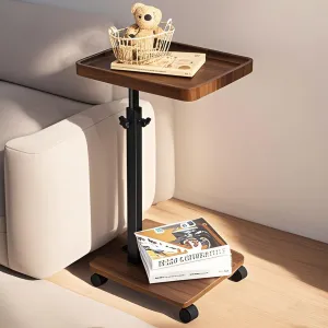Adjustable Height Couch Tables That Slide Under Sofa, 360° Swivel Modern Tv Tray Table with Wheel, C Shaped End Table for Couch, C Table for Small Place, Perfect for Livingroom, Bedroom