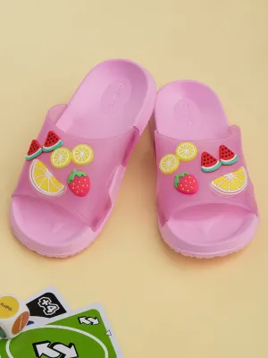 Adorable Fruit Charms with Lemon, Strawberry & Watermelon Accents for Girls- Pink