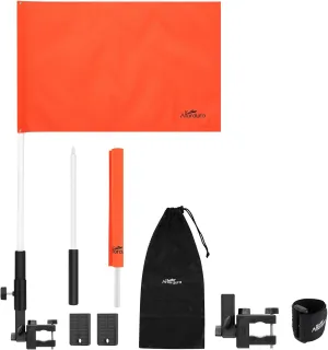 Affordura Orange Boat Flag with Upgraded Flag Holder Mount, 12X18 Inch 30" Water Ski Safety Skier down Flag for 7/8”-1.75” Round or 1"-1.5" Square Rails of Pontoons Boat, Speedboats and More