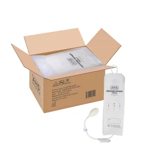 AHS American Hospital Supply Medical Pressure Infusion Bag 1000ml | IV Pole Infusion Sack with 3 Way Stopcock Smart Design and Easy to Use | Medical Supplies (Pack of 10)