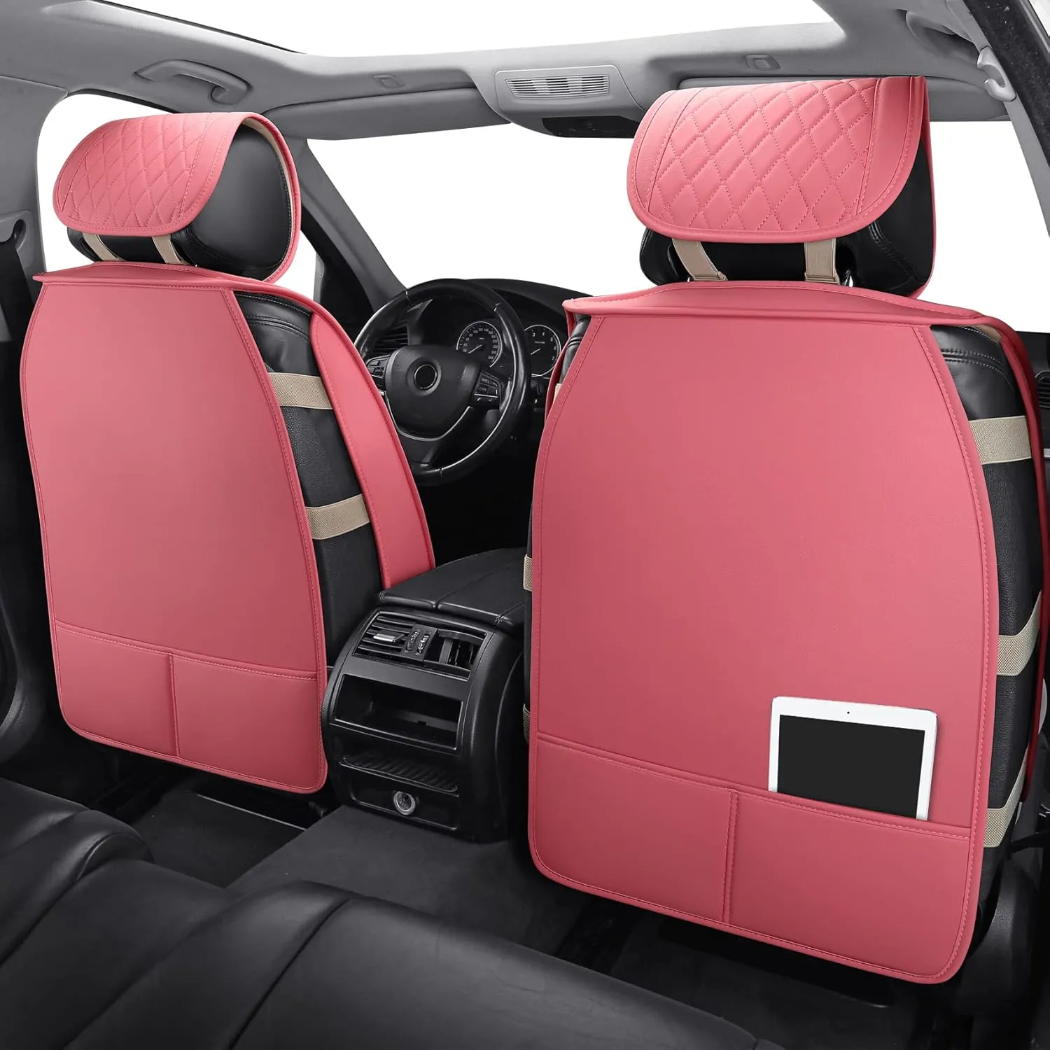 Aierxuan Front Sparkle Seat Covers for Women Universal Fit for Nissan Altima Rogue Honda Pilot Xterra Malibu Corolla CRV Civic Highlander Hyundai Elantra (2PCS Front, Pink)
