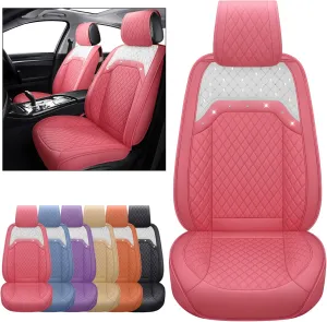 Aierxuan Front Sparkle Seat Covers for Women Universal Fit for Nissan Altima Rogue Honda Pilot Xterra Malibu Corolla CRV Civic Highlander Hyundai Elantra (2PCS Front, Pink)
