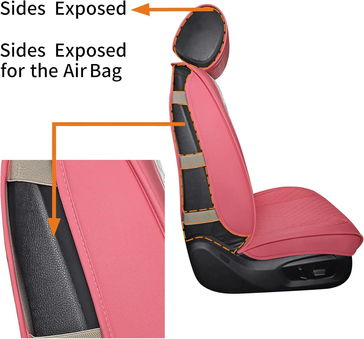 Aierxuan Front Sparkle Seat Covers for Women Universal Fit for Nissan Altima Rogue Honda Pilot Xterra Malibu Corolla CRV Civic Highlander Hyundai Elantra (2PCS Front, Pink)