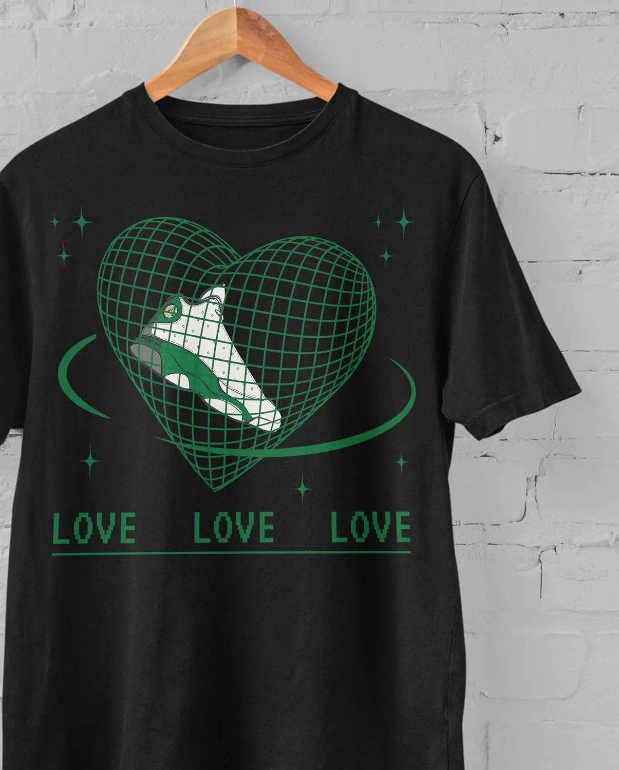 AJ 13 Court of Legends 13s Pine Green Shirt, Sneaker Heart, Shirts Match Sneakers 2D Sneaker T-Shirt Tee