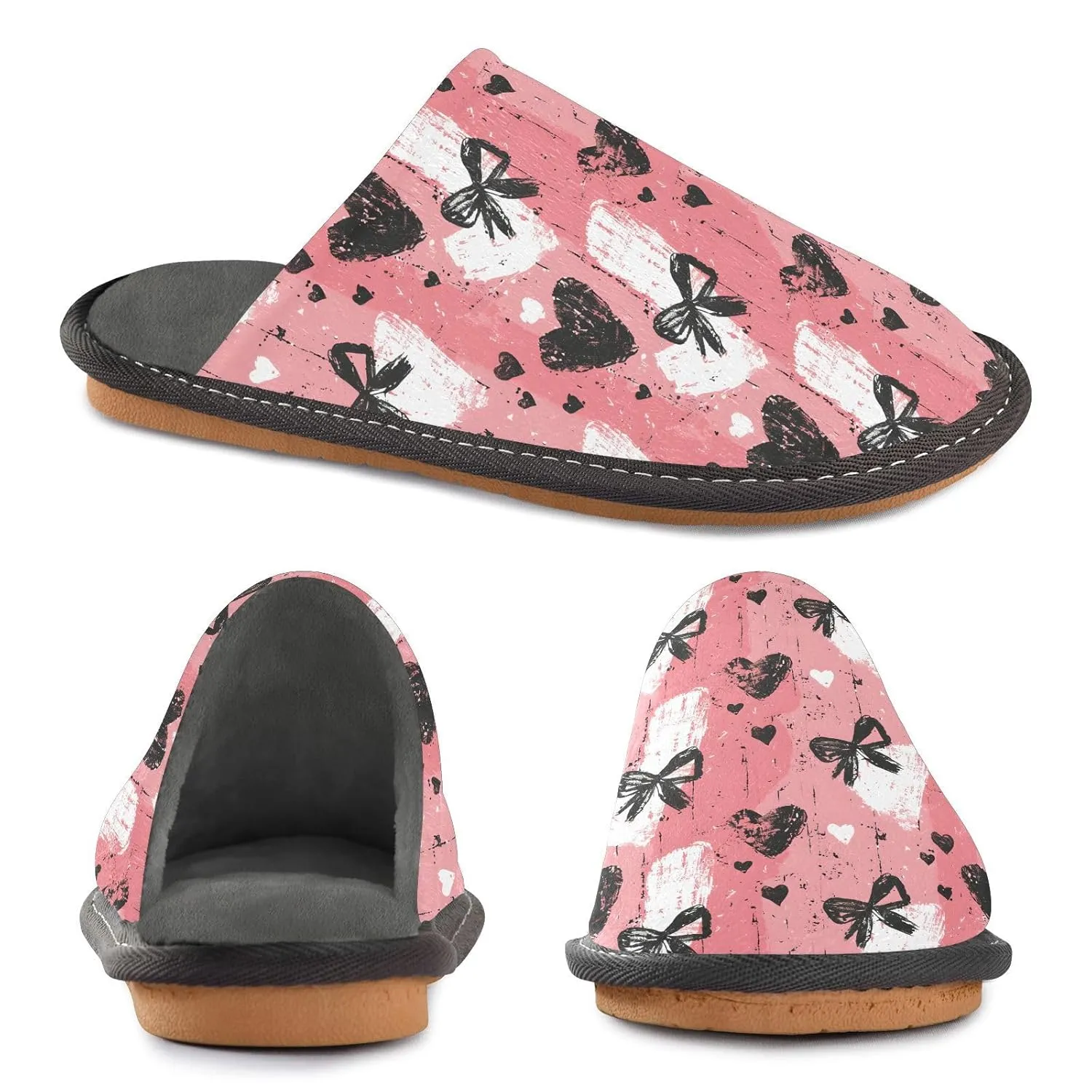 ALAZA Love Oil Painting Fuzzy Slippers for Women Men Warm Soft Lightweight Memory Foam House Slippers 9-10
