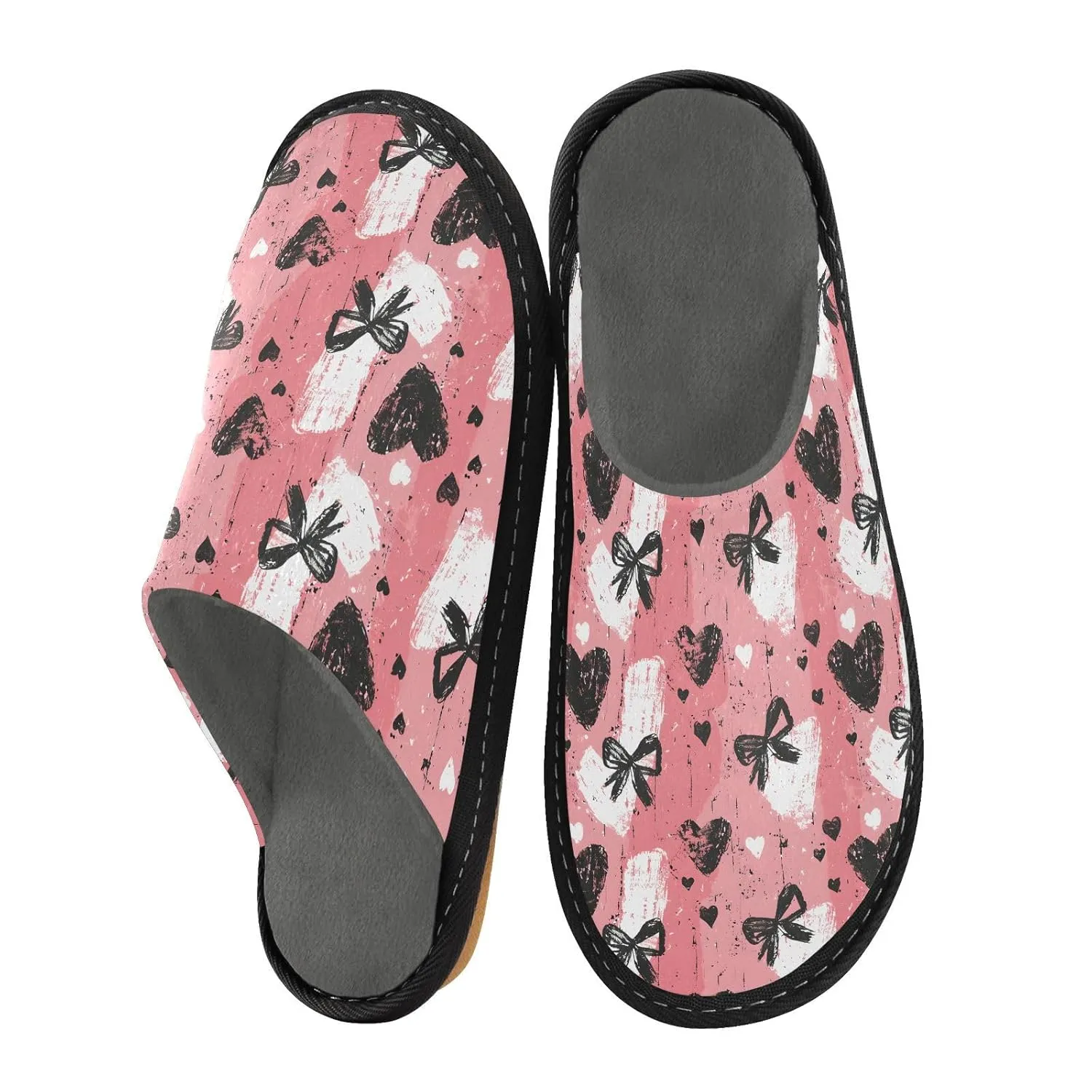 ALAZA Love Oil Painting Fuzzy Slippers for Women Men Warm Soft Lightweight Memory Foam House Slippers 9-10