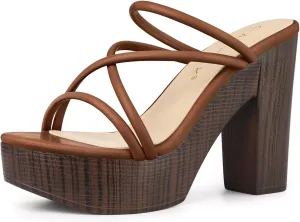 Allegra K Women's Chunky Heel Strappy Platform Heels Slide Sandals