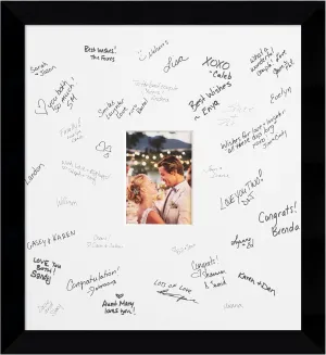 Amanti Art Signature Mat 5x7 Picture Frame, Photo Frame Wedding Guest Book Alternative, Autograph Picture Mat for Signature Board, Wedding Celebrations Graduations, Retirement, Black Wood Framing