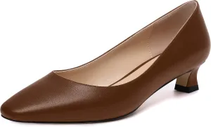 AMBELIGHT Womens Square Toe Solid Matte Office Casual Slip On Kitten Low Heel Pumps Shoes 1.5 Inch