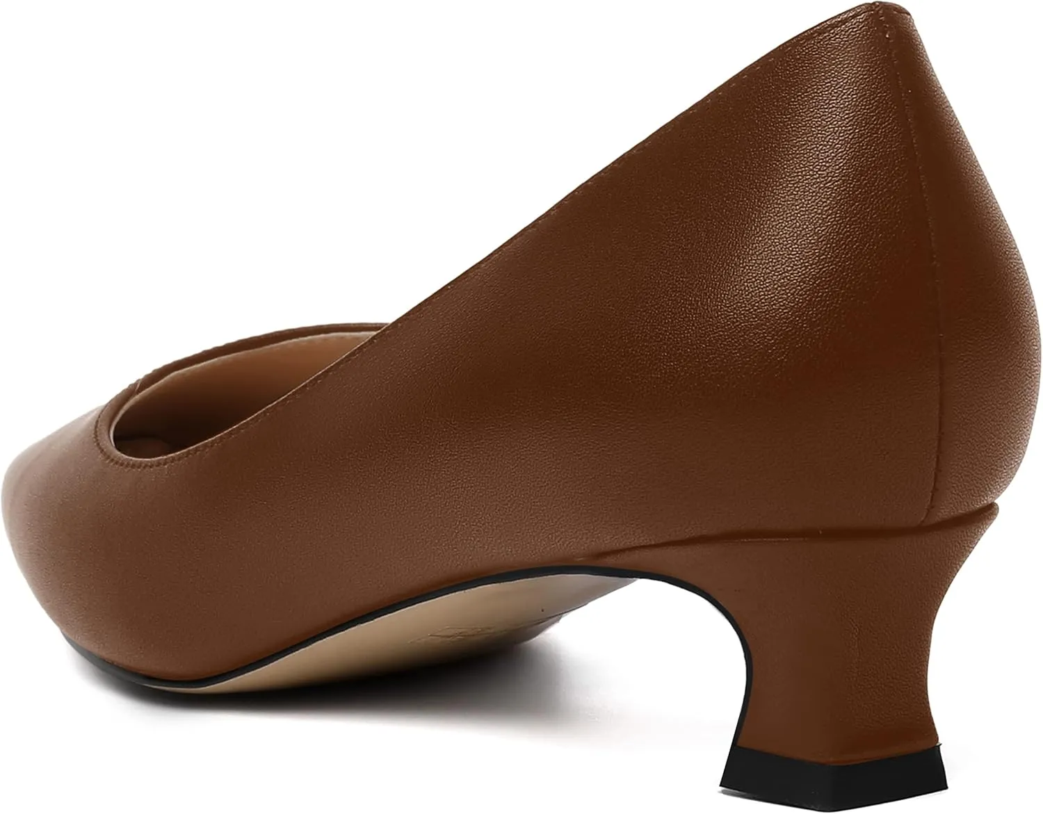 AMBELIGHT Womens Square Toe Solid Matte Office Casual Slip On Kitten Low Heel Pumps Shoes 1.5 Inch
