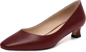 AMBELIGHT Womens Square Toe Solid Matte Office Casual Slip On Kitten Low Heel Pumps Shoes 1.5 Inch